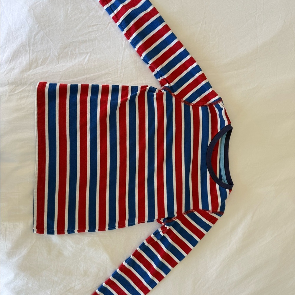Boden Kids Long Sleeve Striped Tee in Red, Blue & White